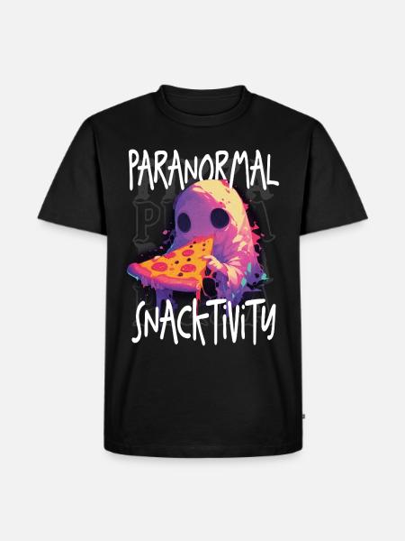 Paranormal Snacktivity - Cute Ghost Eating Pizza - Men's Premium Organic T-Shirt - black