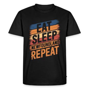 Manger. Dormir. Terre-Neuve. Répéter. - T-shirt Premium bio Homme - noir - Devant - Nico (187cm)