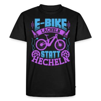 Elektro Fahrrad LÄCHELN STATT HECHELN Lustiges - Männer Premium Bio T-Shirt - Schwarz - Vorne - Nico (187cm)
