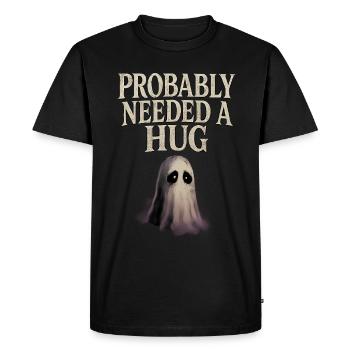 Probablement besoin d’un câlin Triste fantôme - T-shirt Premium bio Homme - noir - Devant - Nico (187cm)