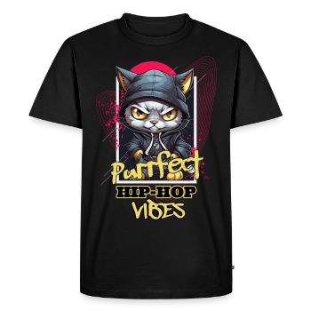 Chat Hip Hop Rap Rappeur DJ Ghetto Crew Gangster - T-shirt Premium bio Homme - noir - Devant - Nico (187cm)