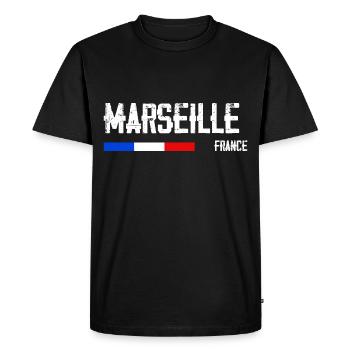 J'aime Marseille Nom de Ville en France - T-shirt Premium bio Homme - noir - Devant - Nico (187cm)