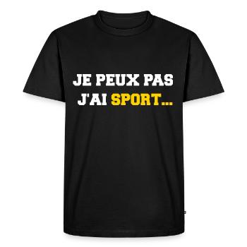 JE PEUX PAS J'AI SPORT... - T-shirt Premium bio Homme - noir - Devant - Nico (187cm)