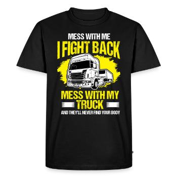 Camion de route occupation camion conducteur de route autoroute - T-shirt Premium bio Homme - noir - Devant - Nico (187cm)
