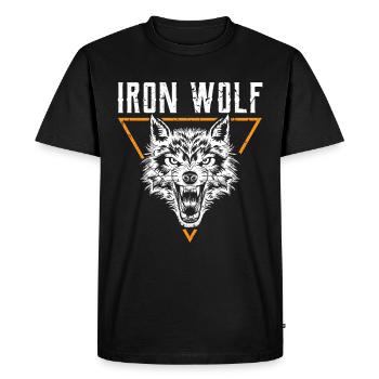 Chien de meute de loups chassant des dents de pleine lune solitaires - T-shirt Premium bio Homme - noir - Devant - Nico (187cm)