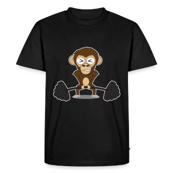 Cadeau de gym singe barbell - T-shirt Premium bio Homme - noir - Devant - Nico (187cm)