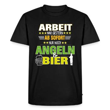 Retiree pension angler fishing and beer - Men's Premium Organic T-Shirt - black - Front - Nico (187cm)