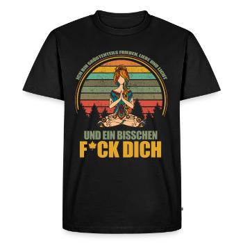 Ich bin größtenteils Frieden, Liebe und Licht - Männer Premium Bio T-Shirt - Schwarz - Vorne - Nico (187cm)