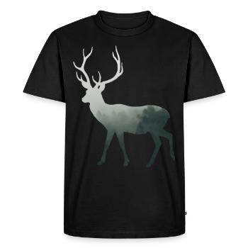 Hirsch Wald Doppelbelichtung - Männer Premium Bio T-Shirt - Schwarz - Vorne - Nico (187cm)