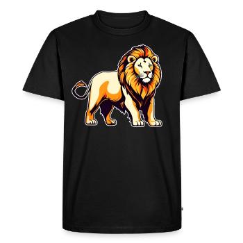 Proud lion in retro style - Men's Premium Organic T-Shirt - black - Front - Nico (187cm)