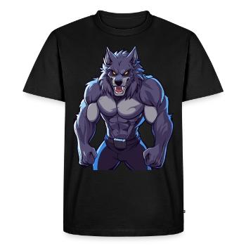 féroce musclé loup-garou illustration art - T-shirt Premium bio Homme - noir - Devant - Nico (187cm)