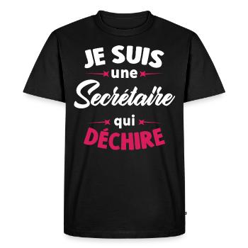 Je suis une secrétaire qui déchire - T-shirt Premium bio Homme - noir - Devant - Nico (187cm)