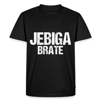 Jebiga Brate Drôle d’argot serbe Serbie - T-shirt Premium bio Homme - noir - Devant - Nico (187cm)