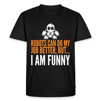 Robot Robotics Job Travail Intelligence Artificielle - T-shirt Premium bio Homme - noir - Devant - Nico (187cm)