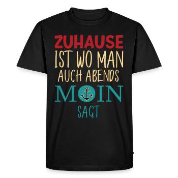 North is home where you say Moin in the evening - Men's Premium Organic T-Shirt - black - Front - Nico (187cm)