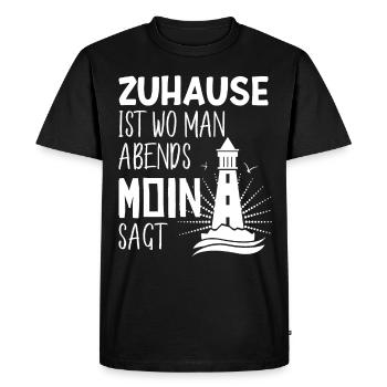 North is home where you say Moin in the evening - Men's Premium Organic T-Shirt - black - Front - Nico (187cm)