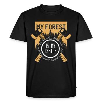 My forest is my castle lumberjack chainsaw ax - Men's Premium Organic T-Shirt - black - Front - Nico (187cm)
