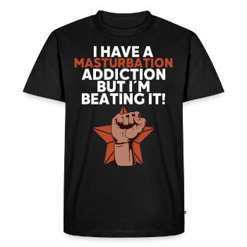 Masturbation masturbation Addiction drôle - T-shirt Premium bio Homme - noir - Devant - Nico (187cm)