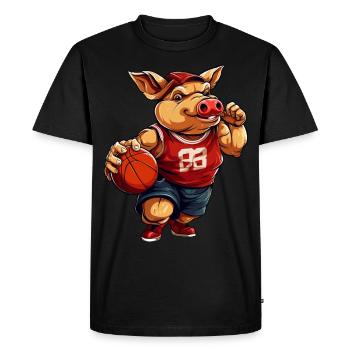 Basketball Piggy - Men's Premium Organic T-Shirt - black - Front - Nico (187cm)