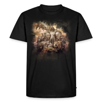African Animals Watercolor Savanne Safari Animaux - T-shirt Premium bio Homme - noir - Devant - Nico (187cm)