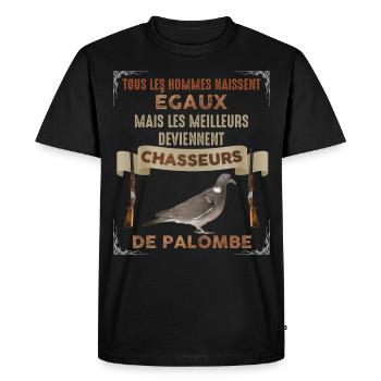 Chasse à la palombe homme chasseur de gibier - T-shirt Premium bio Homme - noir - Devant - Nico (187cm)