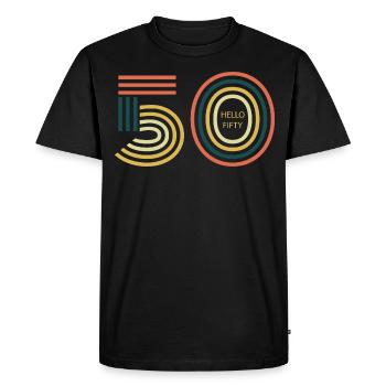 bonjour 50. 50e anniversaire - T-shirt Premium bio Homme - noir - Devant - Nico (187cm)