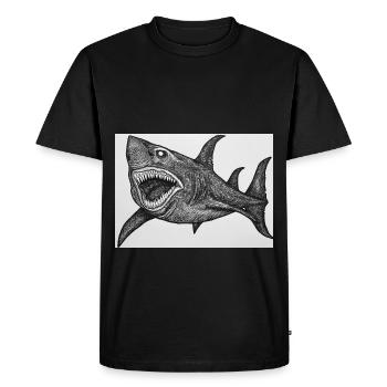 Dessin animé requin - T-shirt Premium bio Homme - noir - Devant - Nico (187cm)
