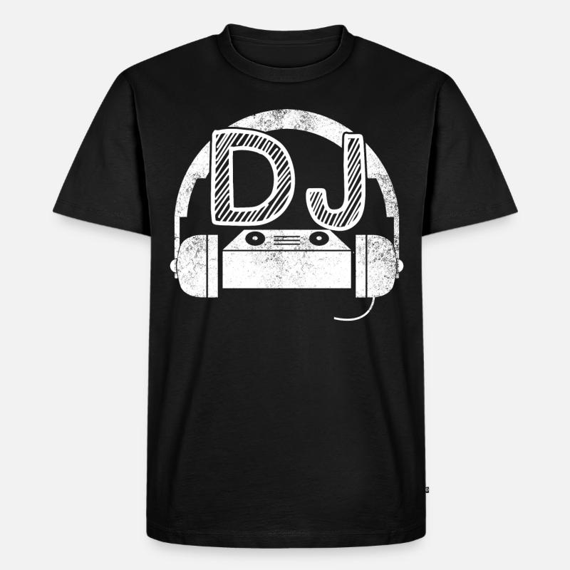 DJ Mischpult mit Kopfhörern - Männer Premium Bio T-Shirt - Schwarz