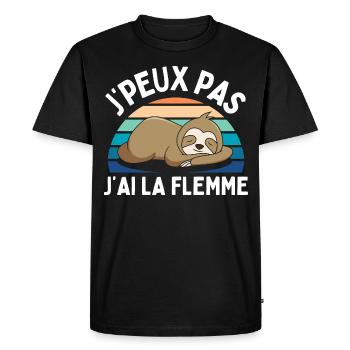 J'peux pas j' ai la flemme humour paresseux cadeau - T-shirt Premium bio Homme - noir - Devant - Nico (187cm)