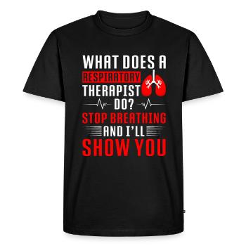 Thérapeute respiratoire Thérapie respiratoire - T-shirt Premium bio Homme - noir - Devant - Nico (187cm)