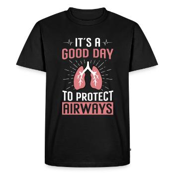 Thérapeute respiratoire Thérapie respiratoire - T-shirt Premium bio Homme - noir - Devant - Nico (187cm)