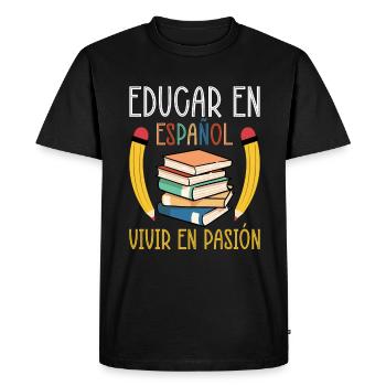 Professeur d’espagnol Maestra Professeur bilingue - T-shirt Premium bio Homme - noir - Devant - Nico (187cm)