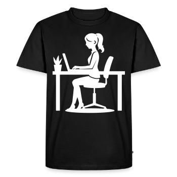 Worker Woman Computer Job - Men's Premium Organic T-Shirt - black - Front - Nico (187cm)
