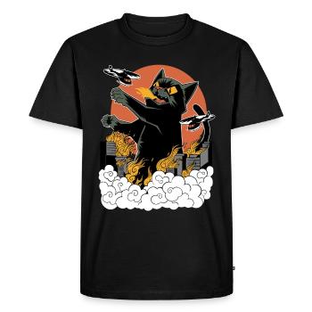 Coucher de soleil japonais Catzilla - T-shirt Premium bio Homme - noir - Devant - Nico (187cm)