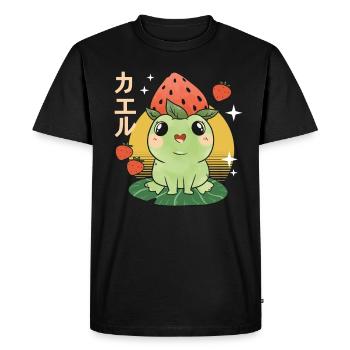 Strawberry Frog Japanese - Men's Premium Organic T-Shirt - black - Front - Nico (187cm)