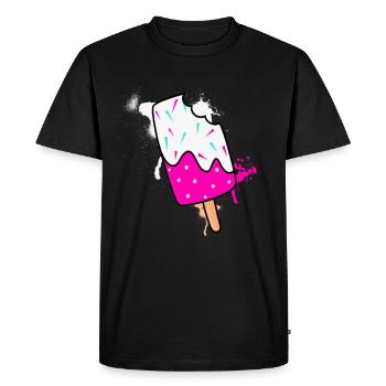 cream - Men's Premium Organic T-Shirt - black - Front - Nico (187cm)