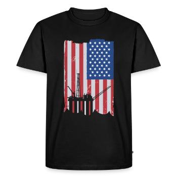 Offshore Life USA Flag - Men's Premium Organic T-Shirt - black - Front - Nico (187cm)