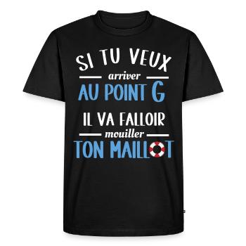 Blague de couple point G - T-shirt Premium bio Homme - noir - Devant - Nico (187cm)