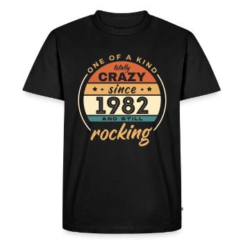 One Of A Kind Totally Crazy Since 1982 Rocking - Men's Premium Organic T-Shirt - black - Front - Nico (187cm)