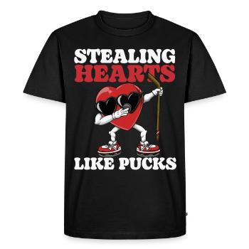 Stealing hearts like Pucks Funny Kids Boys - Men's Premium Organic T-Shirt - black - Front - Nico (187cm)