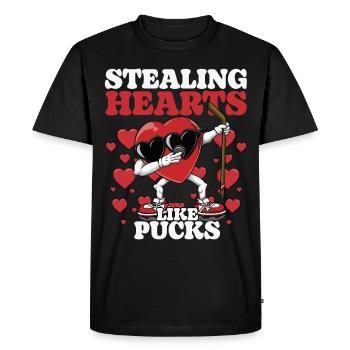 Steal hearts like pucks funny kids boys - Men's Premium Organic T-Shirt - black - Front - Nico (187cm)