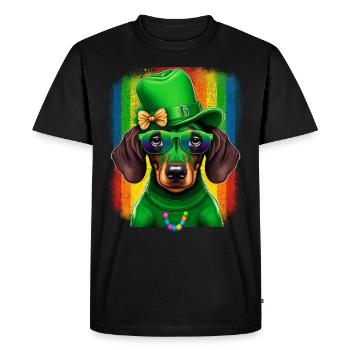 Saint-Patrick teckel Viennois Trèfle - T-shirt Premium bio Homme - noir - Devant - Nico (187cm)