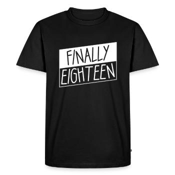 18 et enfin 18e anniversaire | 18 ans d’âge légal - T-shirt Premium bio Homme - noir - Devant - Nico (187cm)