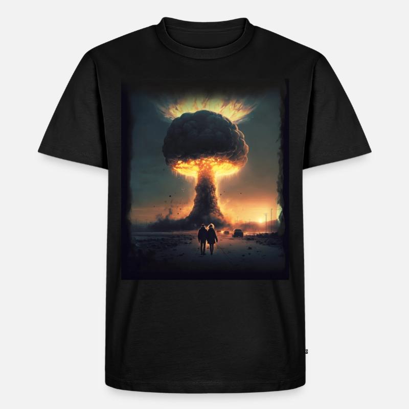Dampf während der Atombombenexplosion - Männer Premium Bio T-Shirt - Schwarz