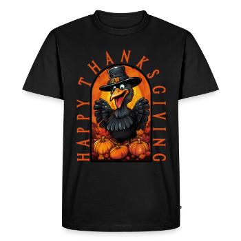 Turkey Happy Thanksgiving - Men's Premium Organic T-Shirt - black - Front - Nico (187cm)