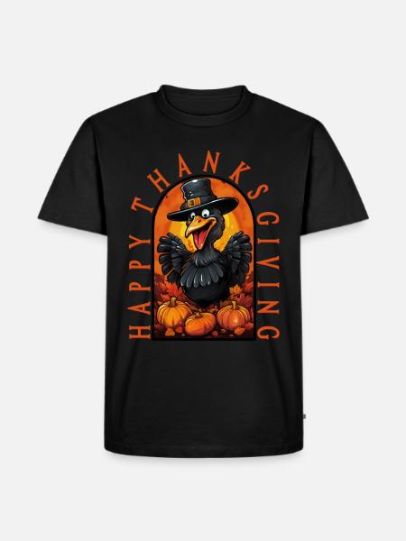 Turkey Happy Thanksgiving - Men's Premium Organic T-Shirt - black