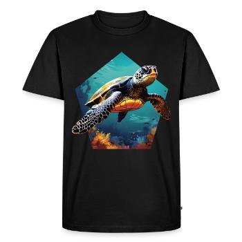 Tortue 3D Optique Tortue de mer dans la mer - T-shirt Premium bio Homme - noir - Devant - Nico (187cm)
