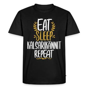 Eat Sleep Kalsarikännit Repeat Finland Underpants - T-shirt Premium bio Homme - noir - Devant - Nico (187cm)