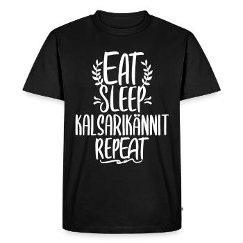 Eat Sleep Kalsarikännit Repeat Finland Underpants - Men's Premium Organic T-Shirt - black - Front - Nico (187cm)