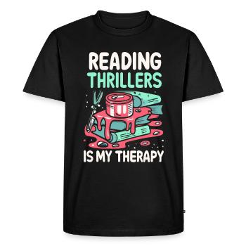 Reading Thrillers Is My Therapy - Men's Premium Organic T-Shirt - black - Front - Nico (187cm)